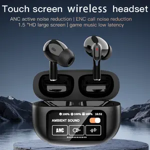 PMT HAYES 2.0 ANC Wireless Bluetooth Earbuds with LED Touchscreen Ambient Sound Mode & USB-C Fast Charging Case for Sports Gaming & Outdoor Travel