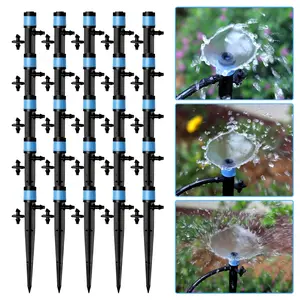 Drip Emitters Fan Shape with Stake Water Flow Adjustable for 1/4 inch Drip Irrigation Tube Hose, Adjustable Water Flow, Suitable for 4/7mm Irrigation Pipe 360 Degree Sprayer Perfect for Irrigation System Watering Kits for Garden Patio Lawn Flower Bed