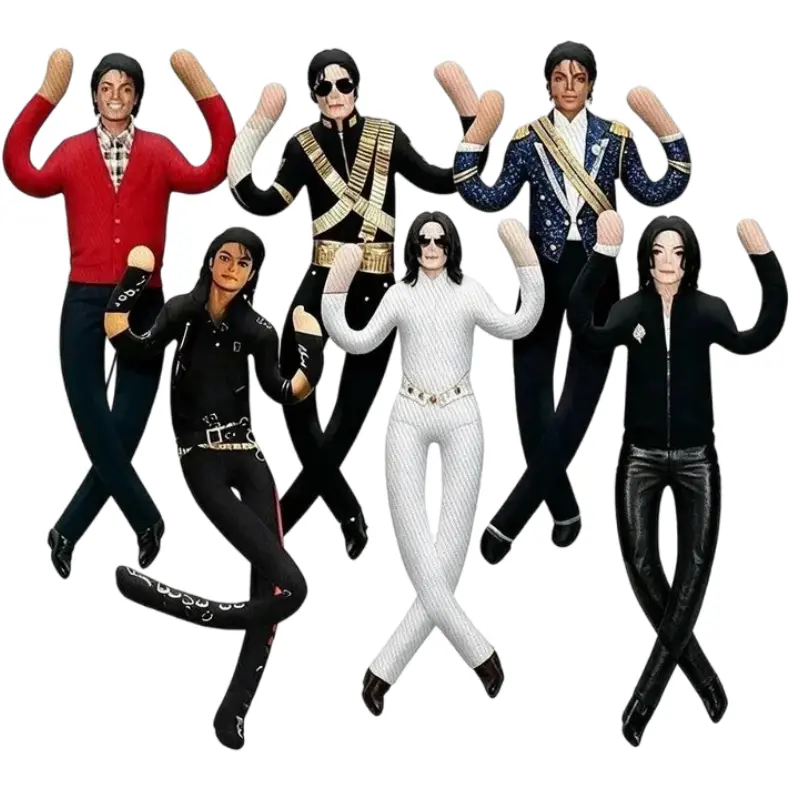 POSEABLE MICHAEL JACKSON PLUSH DOLL 28CM, Bendable Wire Skeleton Stuffed Toy With Double-Sided Abstract Print, Collectible Display Figure, Ideal Home Decor & Fan Gift For Pop Music Lovers