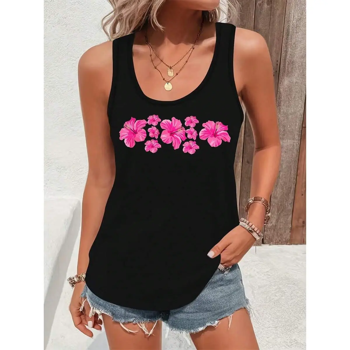 タンクトップ black eye patch HIBISCUS OG TANK PINK hibiscus tank top - TikTok Shop
