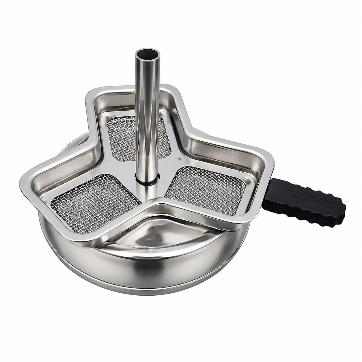 Y-Shape 3-Grid Stainless Steel Charcoal Holder Set - 3 Independent Grids Charcoal Burner, Detachable Grill Replacement Accessory with 5 cm Central Ventilation Tube, Non-Slip Handle, 9.5 cm Bottom Diameter for Grill Users