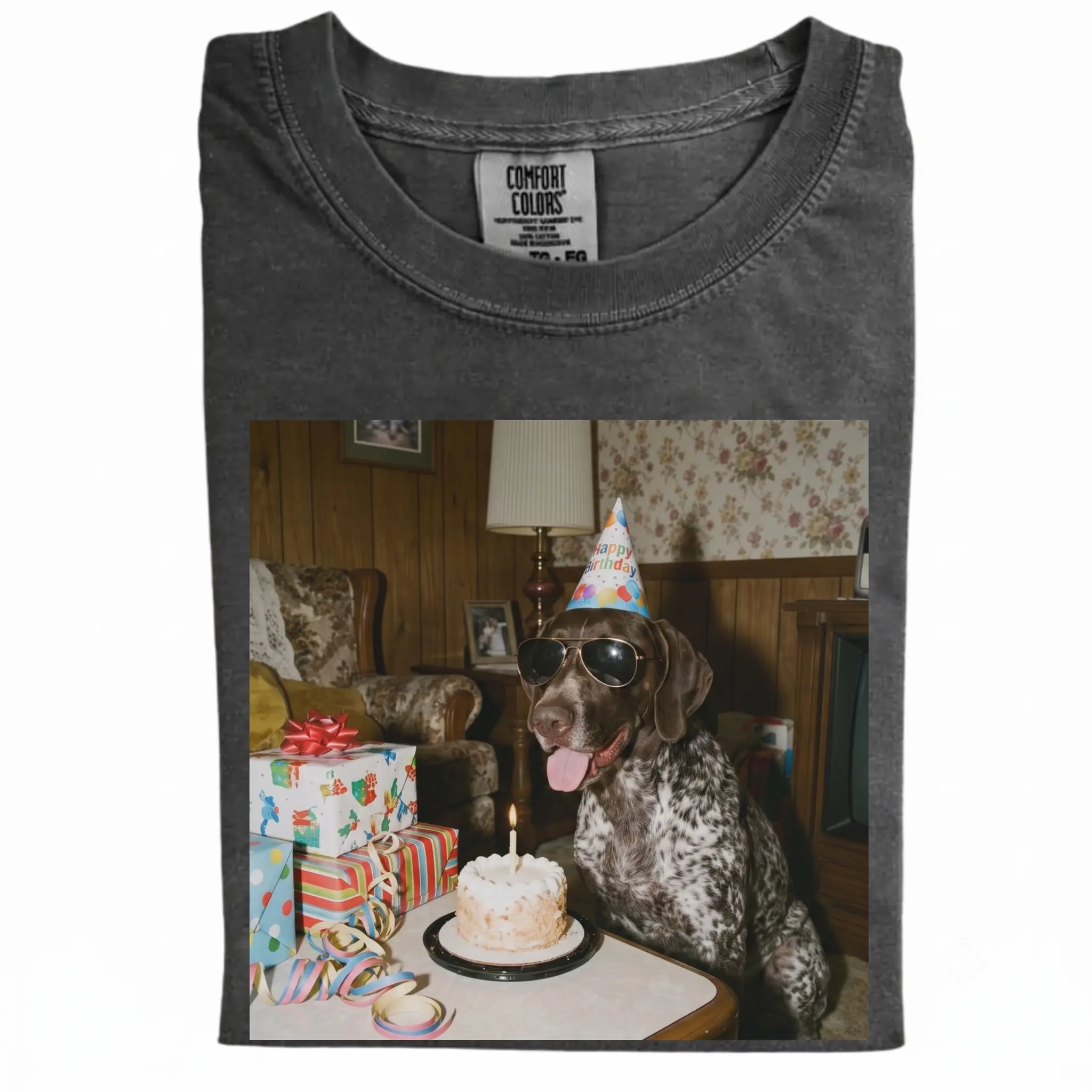 Funny German Shorthaired Pointer Birthday Comfort Colors T-shirt, Vintage 90s Edgy Dog Party Tee, Unisex Fit Design, Casual Streetwear, Gift for Dog Lovers