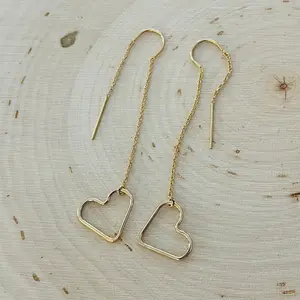 ROSA HEART THREADER EARRINGS /VALENTINES  / LOVE / GALENTINES