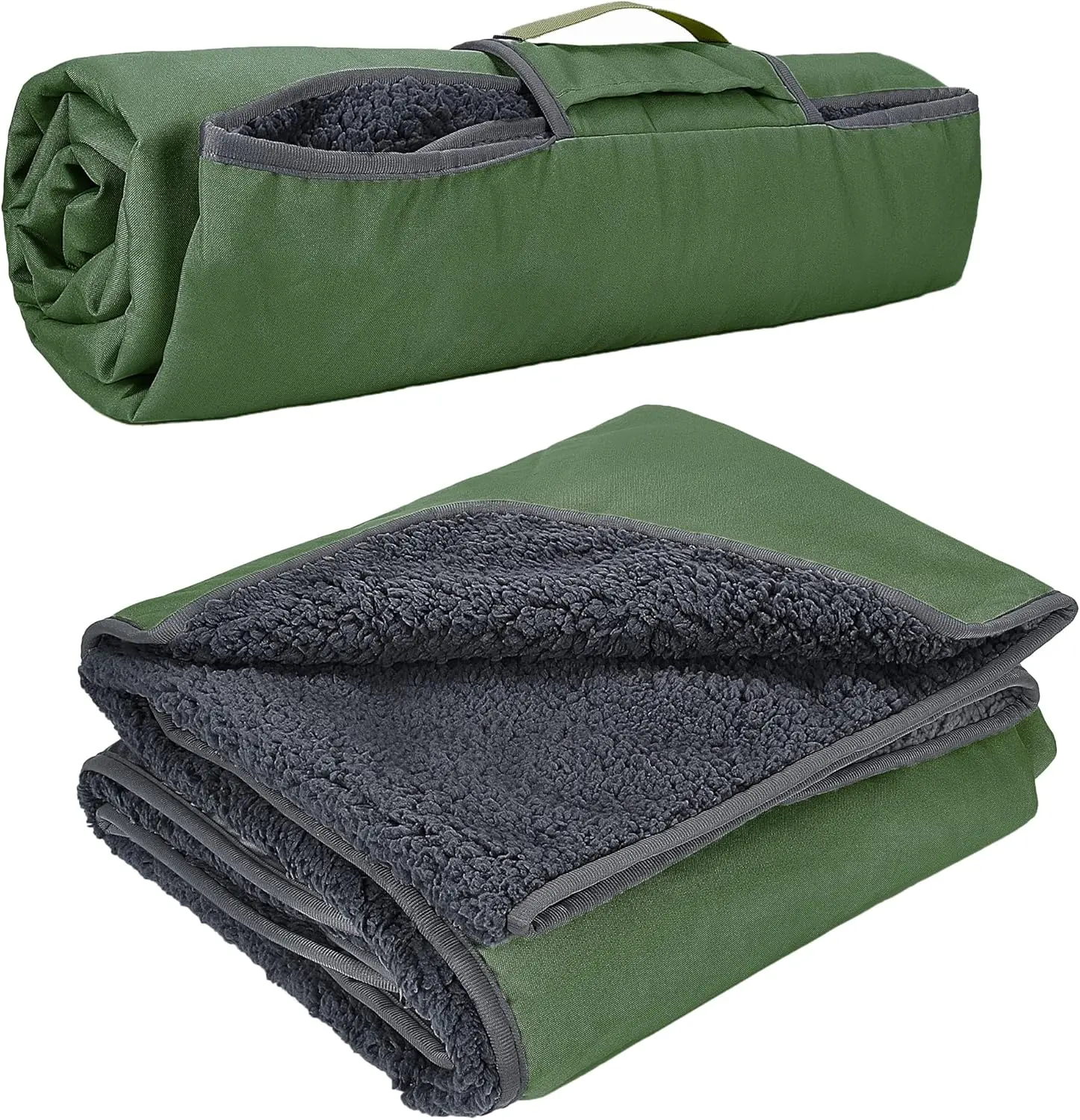 Outdoor Blanket with Sherpa Lining, Windproof Triple Layers Warm Comfy Foldable for Camping Stadium, Beach, Picnic, Grass, Concerts, , , 51''X 59'' & 59''X 80''
