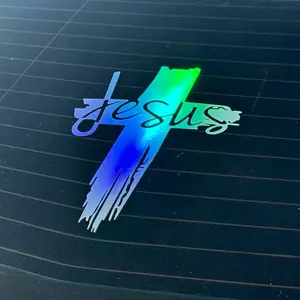 Jesus Cross Vinyl Car Sticker Adhesive Decal - Clear Printed Message for Personalized Vehicle Decoration