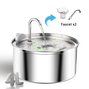 Stainless Steel Cat Water Fountain, Automatic Pet Water Fountain with Ultra Quiet Pump, Pet Water Fountain Suitable for Cats, Dogs, Automatic Water Feeder