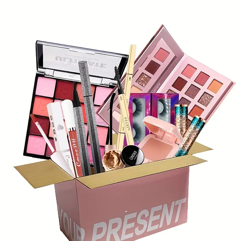 10 Pieces Makeup Set Eye Shadow Lipstick Set, Makeup brush，Eye Black Concealer Combination, Beginner Cosmetics Gift Box Set Combination