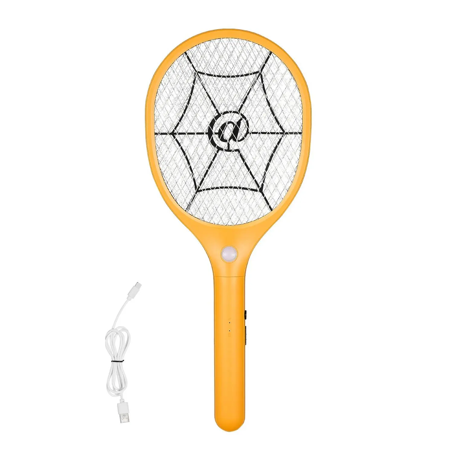 【DealsForYouDays】VEVOR WD-962 Handheld Racket Electric Fly Killer, 3750V Powerful Zapper, 3-Layer Mesh, 500mAh Rechargeable Battery, 5V/1A Type-C Port Charging, 18.71x7.68x1.23in Yellow & Black Hand Tool for Bedroom, Patio Use
