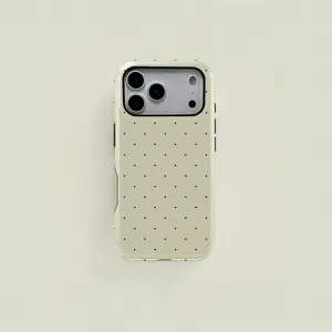 This simple 2-in-1 protective case features a yellow and blue polka dot pattern and is compatible with iPhone 17/16/15/14/13/12/11 Pro Max/Plus/Pro and Samsung Galaxy S25/S24/S23 Ultra series. It's a minimalist and stylish phone case.