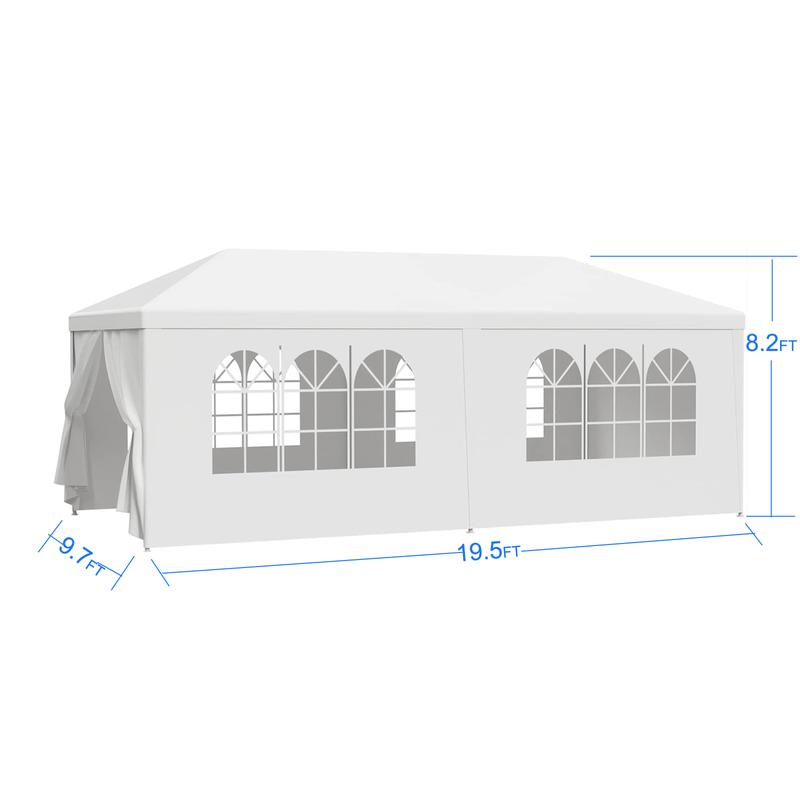 10x20 FT Wedding Party Tent with 6 Removable Sidewalls, Full Enclosure Outdoor Canopy Gazebo for Ceremony, Reception & Large Events