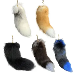 Huge Fluffy Faux Fur Fox Tail Keychain Fur Pendant Key Chain Gift for Women Girl