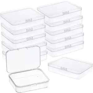 Mini Plastic Storage Containers Box with Lid, 4.5x3.4 Inches Clear Rectangle Box for Collecting Small Items, Beads, Game Pieces, Business Cards, Crafts Accessories