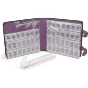 Bead Organizer with 56 Locking Compartments, Clear Plastic Storage Containers for Beads, Buttons, Pins, Jewelry, and Craft Supplies, Durable Clear Lids, Portable Organizer for Crafters