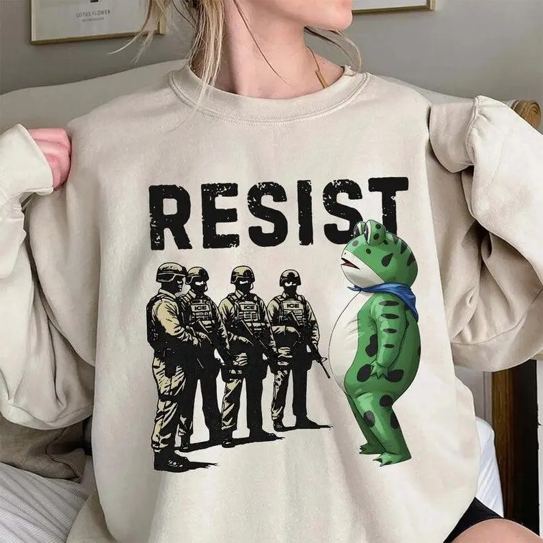 Portland Frog Resist Protest Sweatshirt, Anti ICE Shirt, Vintage Activist Shirt, Political Shirt, Feminist Equality Top