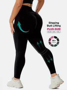 [PLUS SIZE] High Waist plus size leggings for curvy women, Stretchy Fitness Leggings, Quick-Dry Sportswear for All Seasons, tummy control black leggings for women, Contour leggings
