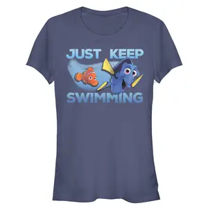 Juniors Womens Finding Dory Just Keep Swimming Current T-Shirt