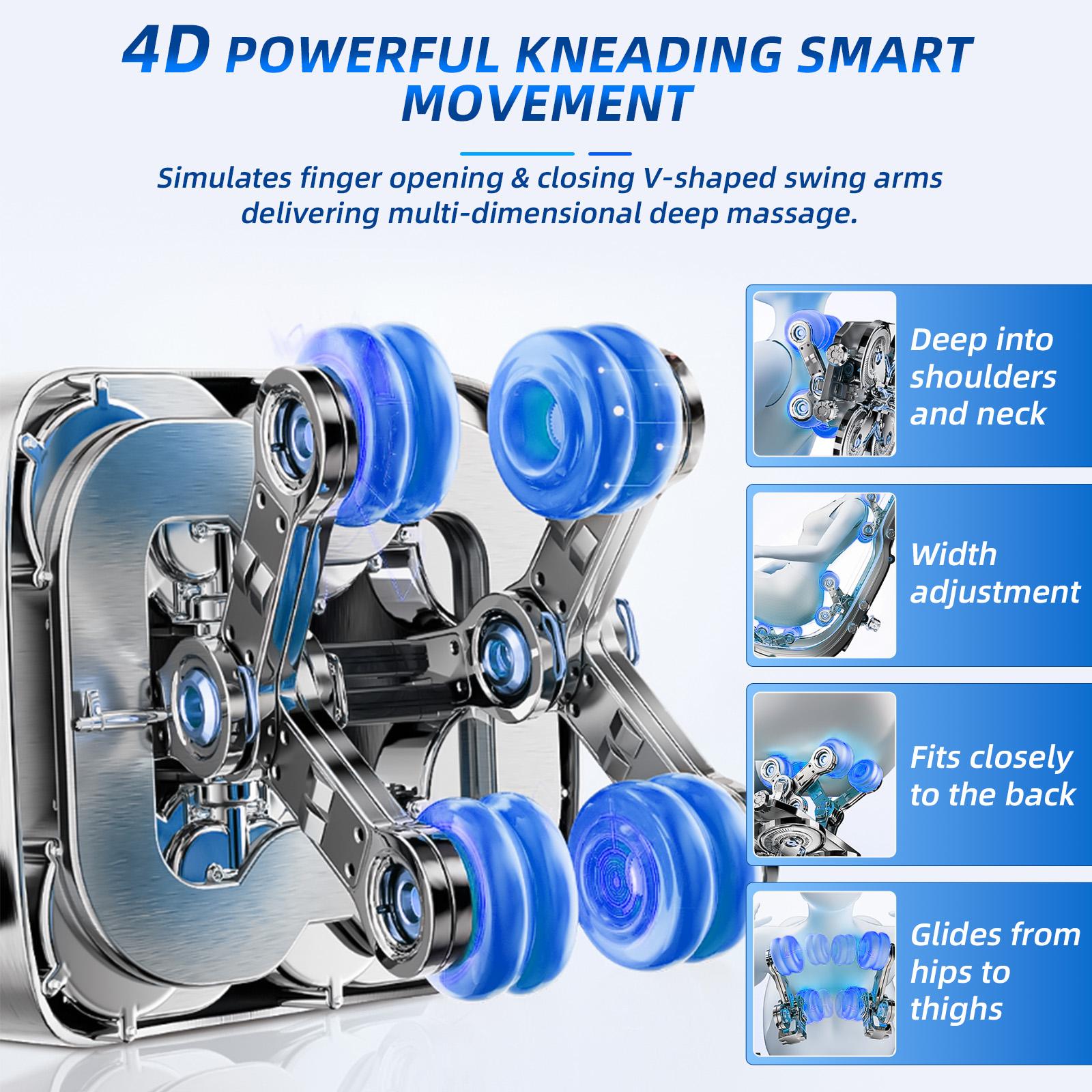 4D Full Body Massage Chair, Zero Gravity SL-Type Rail Shiatsu Massage Chair, with core heating function, body scanning function, deep yoga stretching, airbags, heating function, foot rollers, and high-end touchscreen. Bluetooth Gift