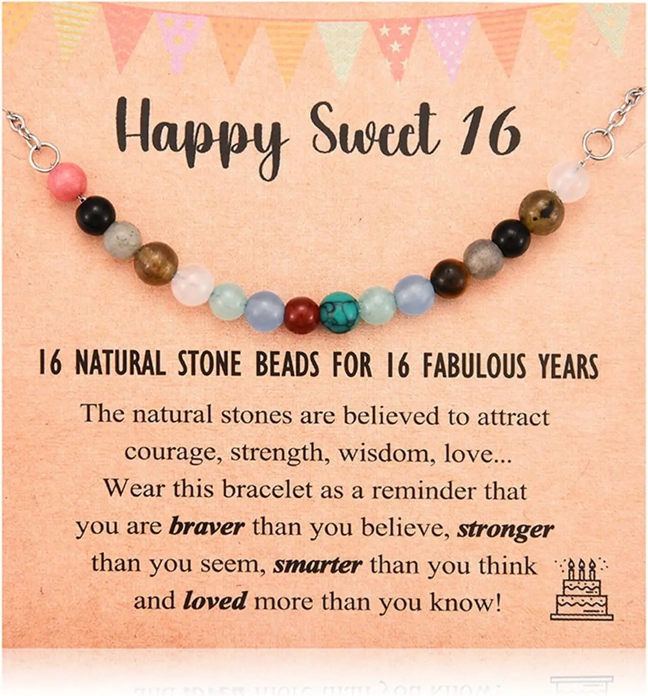 6-21 Year Old Birthday Gifts for Girls Women,   Stones Birthday Bracelet Gifts for Daughter Granddaughter Niece with Happy 6th-21st Birthday Card