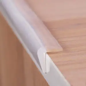 Clear Soft 100% Silicone Edge Protector, Baby Proofing Thin Clear Corner Guards, Pre-Taped Adhesive for Kids Safety, Furniture Bumper for Table Cabinets (2/5x2/5 in, 3 FT)