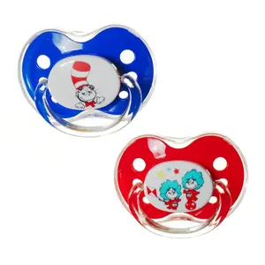 Playtex Baby Binky Pacifier 2-Pack Dr Seuss Edition for Babies 0 to 6 Months Soft Silicone Nipple Safe