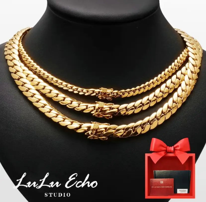 Men's Curb Chain Hip Hop Necklace Real Gold Plated Cuban Link Men Curb Necklace,Chunky Double Tight Cuban Hip Hop Neck Chains for Men Boys and Cool gi