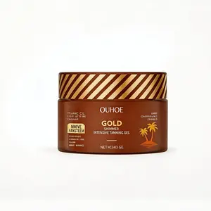 OUHOE Gold Shimmer Tanning Gel, Sunflower & Calendula Herbal Protection, 10-Min Quick Dry, Reduces Sun Damage, Lasting Gold Luster for Radiant Skin, All Skin Types Intensive Hydrating sunscreen self dark tanglow bronzing agent balm tan