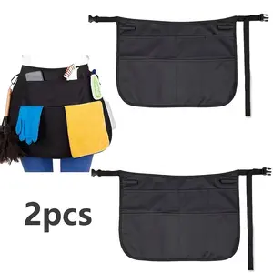 2 Piece Work Apron Set, Adjustable Tool Belt, Practical Waist Apron for Teachers, Waitstaff, with Pockets and Buckles