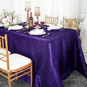 90"x132" Seamless Rectangular Crushed Taffeta Tablecloth - Regency Purple (1pc)