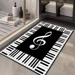 Music Notes Print Doormat 1pc Non-slip Waterproof Rug for Living Room Bedroom Kitchen Bathroom Spring Decor