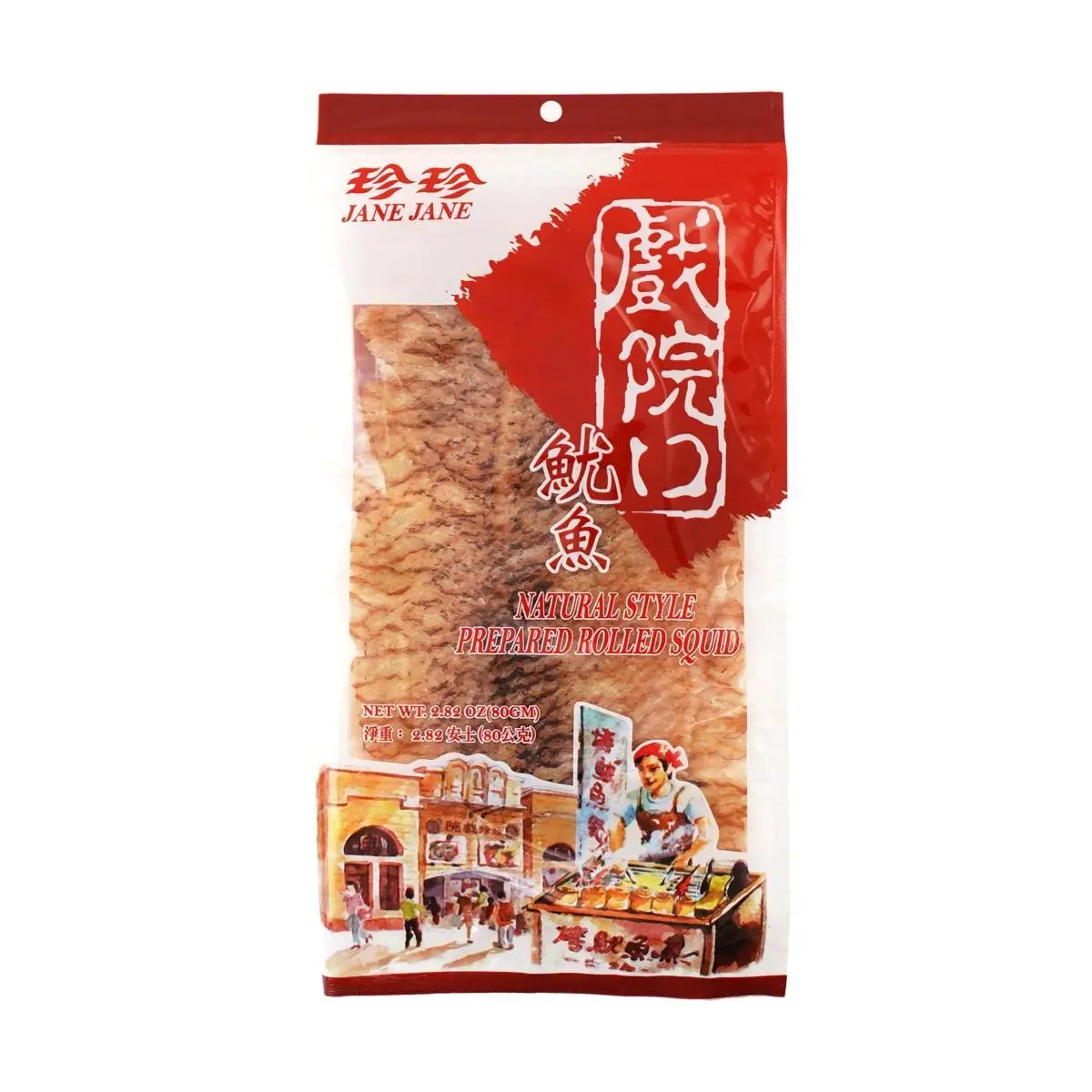 JANE JANE Taiwan Theater Style Dried Squid Snacks 80g - Savory & Chewy Seafood Treat