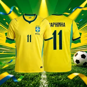 2026 Brazil Home And Away Yellow And Blue 10# Neymar Vini 11# Raphinha Short Sleeve Soccer Jersey Fans Version