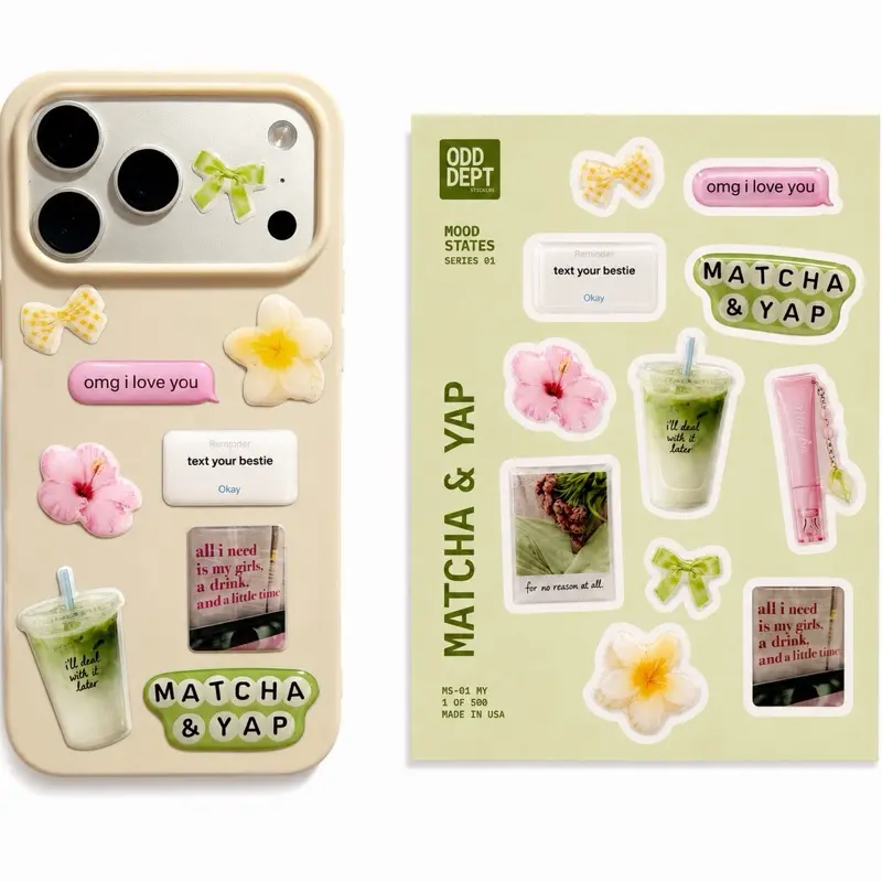 Matcha & Yap 3D Sticker Pack | Cute Aesthetic Phone, Laptop & Water Bottle Stickers (11 PCS)
