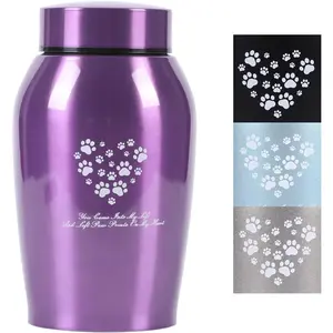 Steel Pet Urns,Paws Engraved Dog Urn for Ashes,Cat Creamtion Urn for Ashes,Pet Urn for Large Dog