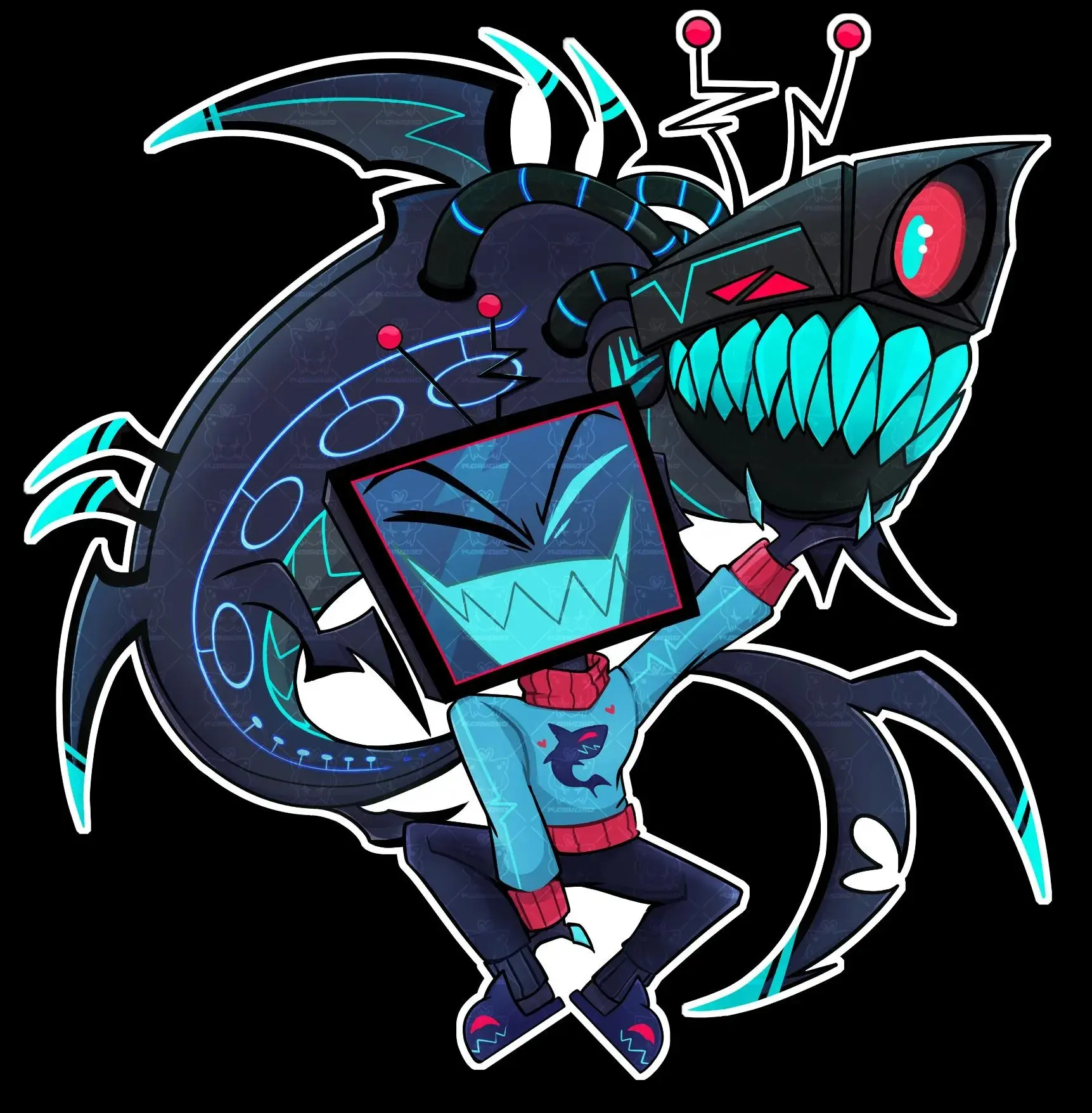 Vox&Shok.Wav Keychain Vox and the best and biggest demon shark in