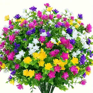 4 bunches of outdoor artificial flowers, Artificial ivy vine, UV-resistant plastic artificial vines for indoor and outdoor potted decoration, perfect for patio, garden and porch decoration, indoor/outdoor artificial flower arrangement