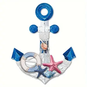 Nautical Theme Ship Anchor Wooden Hanging Sign, Beach Bathroom Decor, Ocean Wall Art, Indoor Nautical Decoration, Outdoor Welcome Art