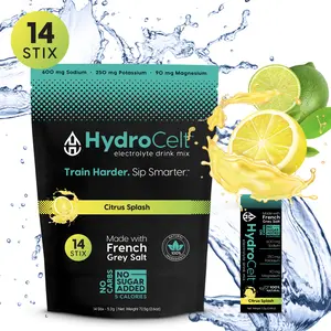HydroCelt Citrus Splash Electrolyte Drink Mix - Zero Sugar Hydration Powder, 14 Stick Packs, Lemon & Lime Flavor