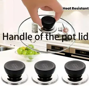 3 pieces of heat-resistant pot lid handles - Replaceable knobs suitable for glass and metal pots - Durable ABS kitchen accessories