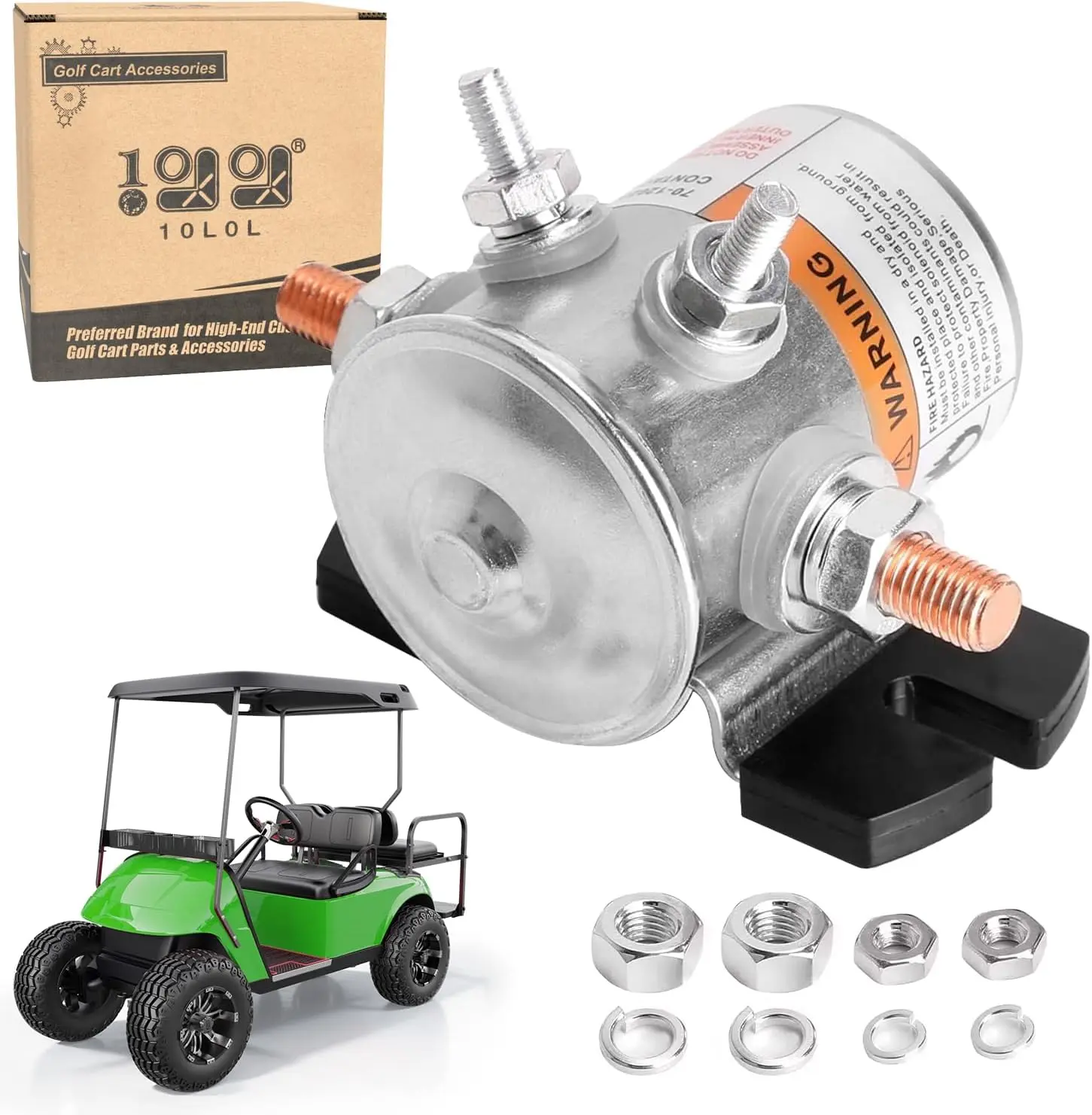 10L0L #70 Series Solenoid Relay for EZGO 36 Volt Golf Cart, 4 Terminal SPNO Continuous Duty, OEM# 11761-G1 27855-G01 27855-G02 31680-G1 27805-G02 3016 | SPNO Continuous Duty, OEM# 11761-G1 27855-G01 27855-G02 31680-G1 27805-G02 3016