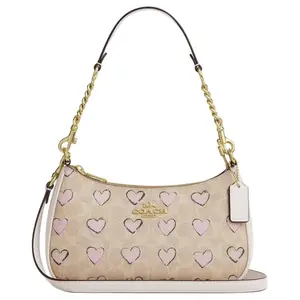 COACH TeriSignature 25 Medium Shoulder Bag with Heart Print in Beige for Women
