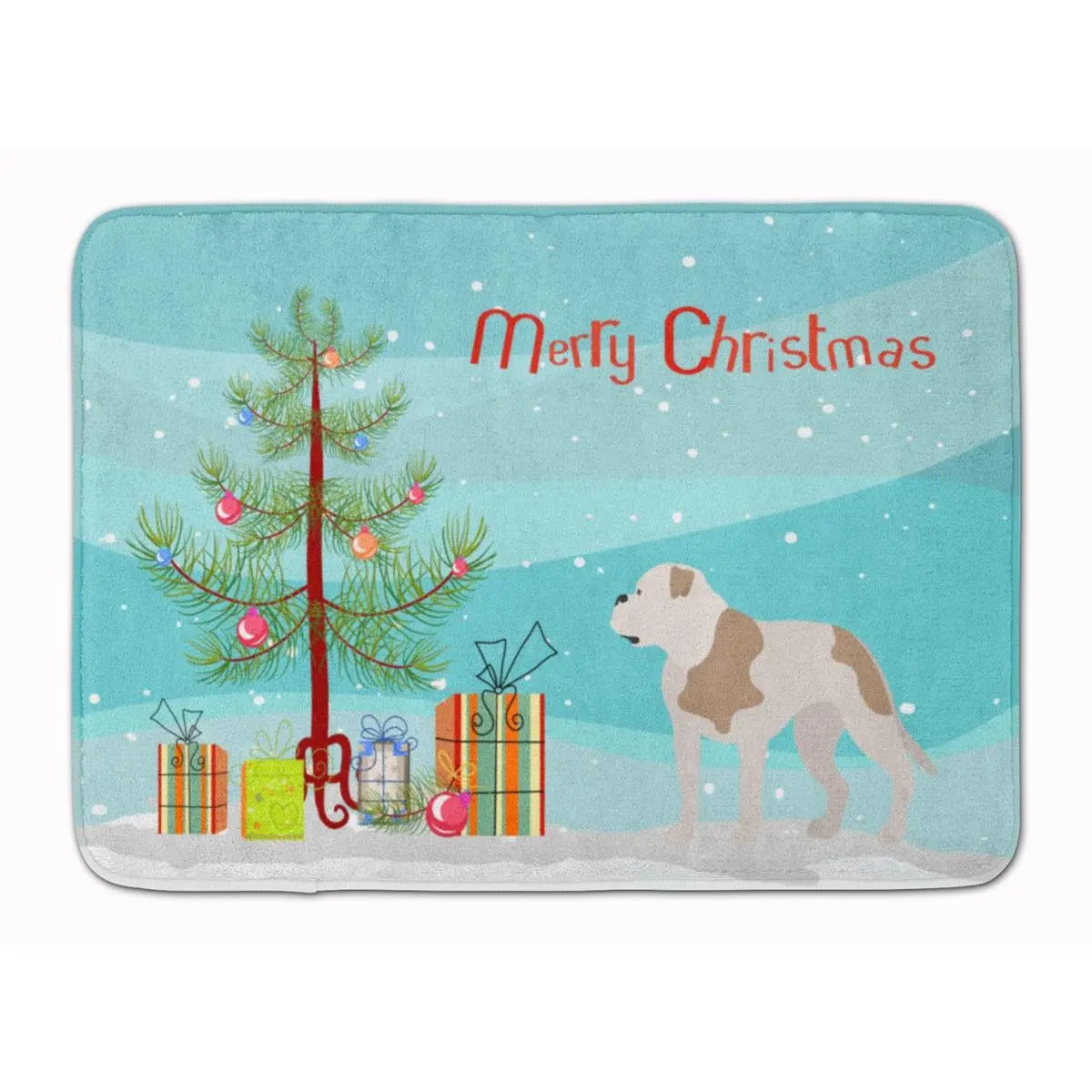 Carolines Treasures American Bulldog Christmas Memory Foam Bath Mat - Machine Washable, Full Cushion for Bath or Kitchen Use, Mats Memory Foam Bath