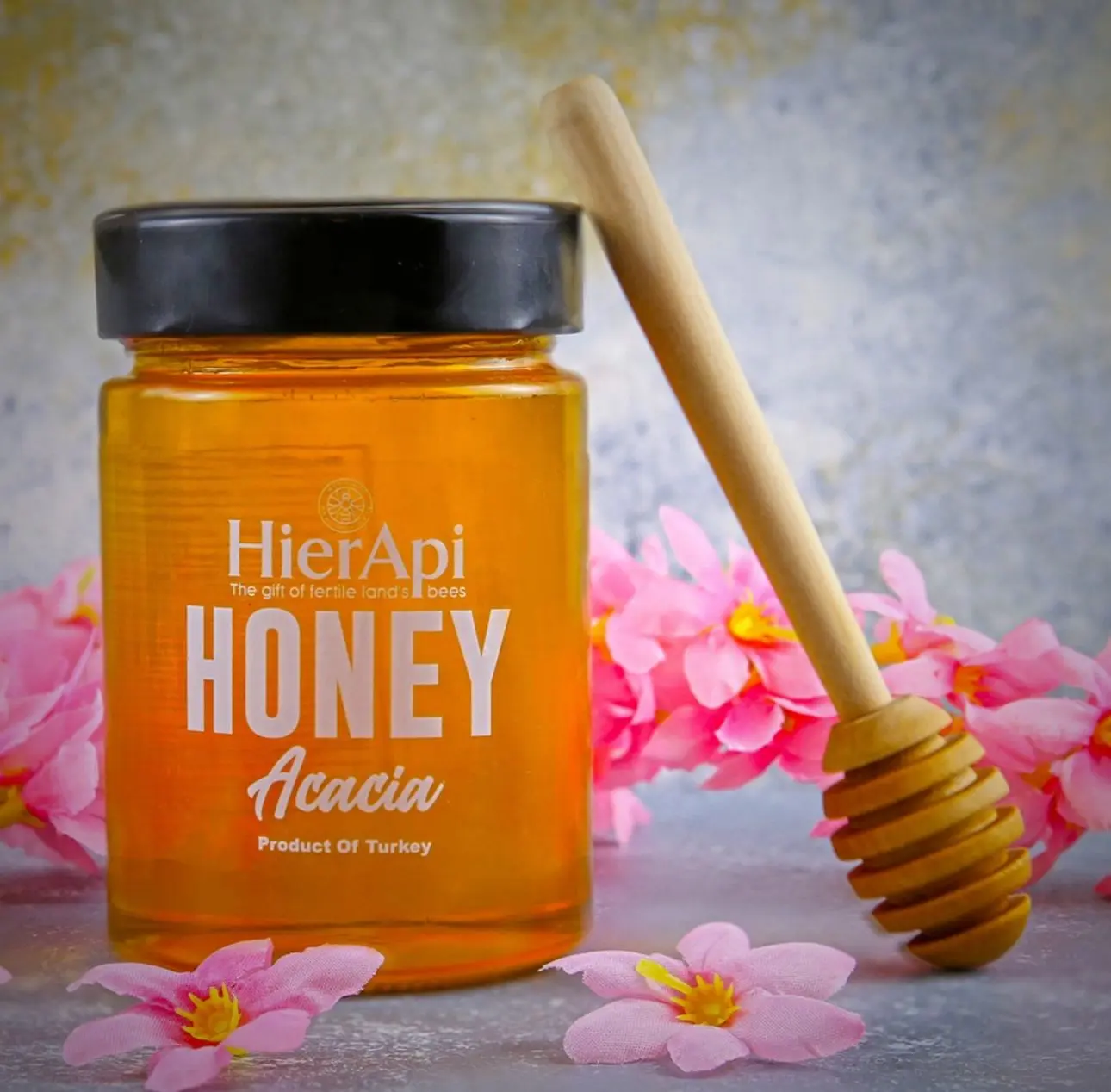 Hier Api Honey Acacia organic raw Bottle Natural