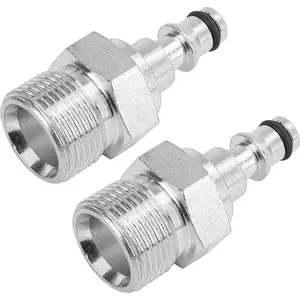 2Pcs M22x1.5 Male Thread to 1/4" Quick Connect Pressure Washer Hose Fitting - Swivel Insertion Pipe Converter, Incompatible with 3/8" NPT Fittings