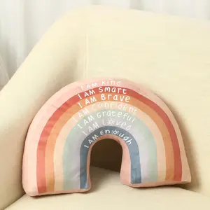 Rainbow Throw Pillow Boho Classroom Reading Corner Throw Pillow for Girls  Book Center Daily Affirmations Cushion Arch Shaped Motivational  Bedroom Playroom Decor(Classic)
