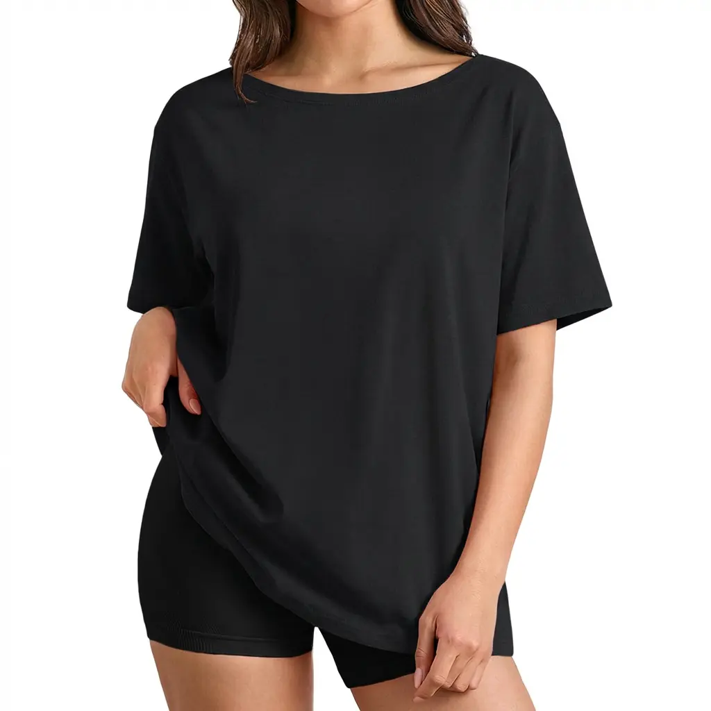 Solid black T-shirt, soft fabric, women's short-sleeved/long-sleeved T-shirt Womenswear Streetwear