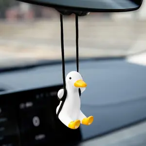 Cute Swinging Duck Car Hanging – Funny Rearview Mirror Decor Accessory