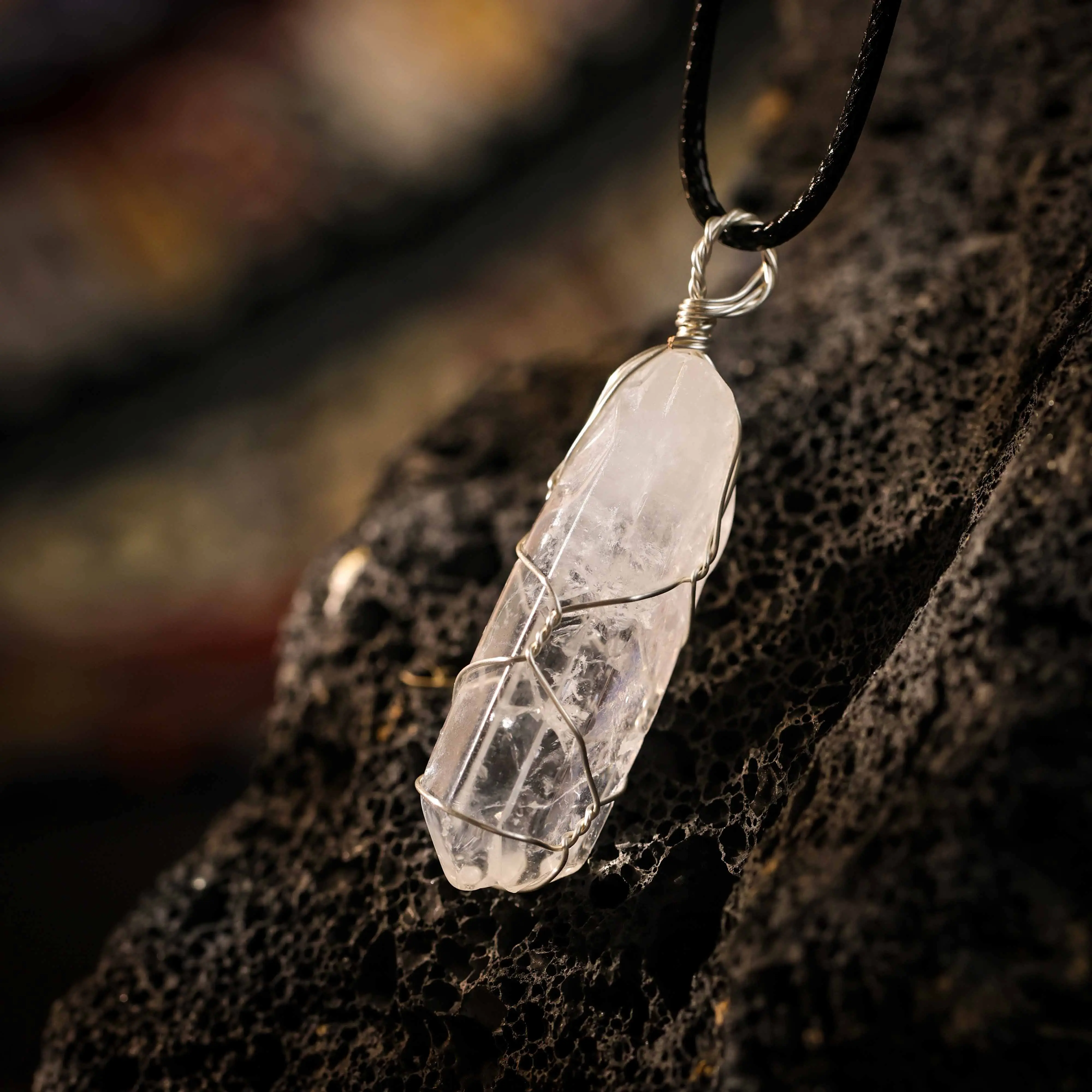 Natural Clear Quartz Wire-Wrapped Necklace