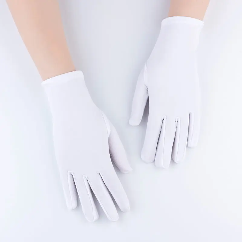 Athletic Sports Gloves - Lightweight Breathable Short Spandex Gloves with UV Protection for Driving, Events, Jewelry Handling, Dances, Stretch Spandex, Thin Short, Stage/Jewelry, Rehearsals, Water-Resistant, Snug Fit, Speed-Drying, Sun Protection, Stage W