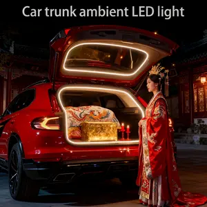 Car LED Strip Lights, Dynamic Flowing Car Trunk Light Strip, 400cm/157" Flexible Trunk Led Light Strip, Easy Install, Waterproof, Suitable for Cars, SUVs(White/blue)