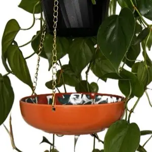 Citrus Hanging Plant Catch Tray Decorative Drip Tray with Chain Orange or Green Color for Plant Care